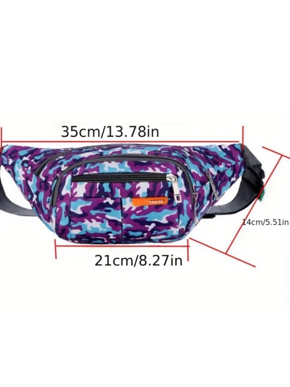 Purple Blue Camo Sport Waist Pack Fanny Pack Belt Bag Unisex - Picture 4 of 4
